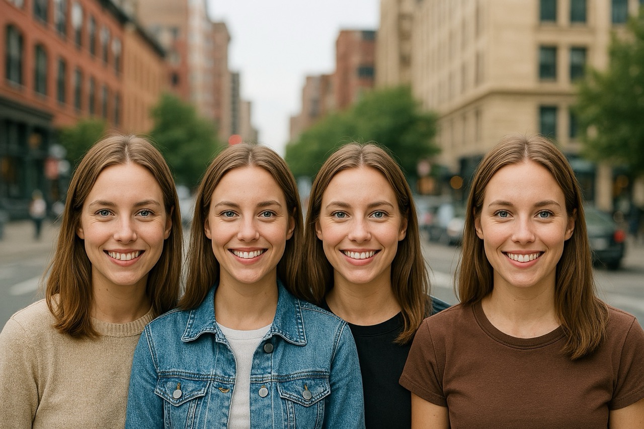 AI-generated image with duplicated or similar-looking people